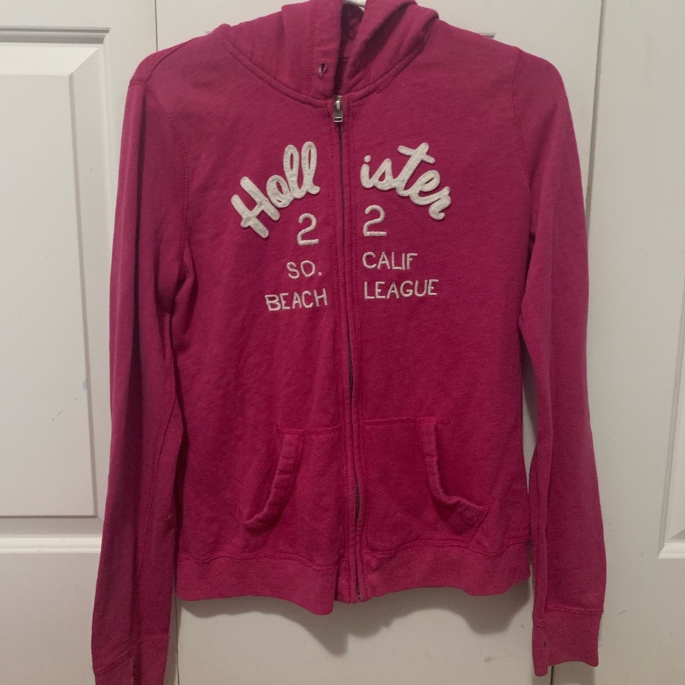 HOLLISTER PINK ZIP UP HOODIE